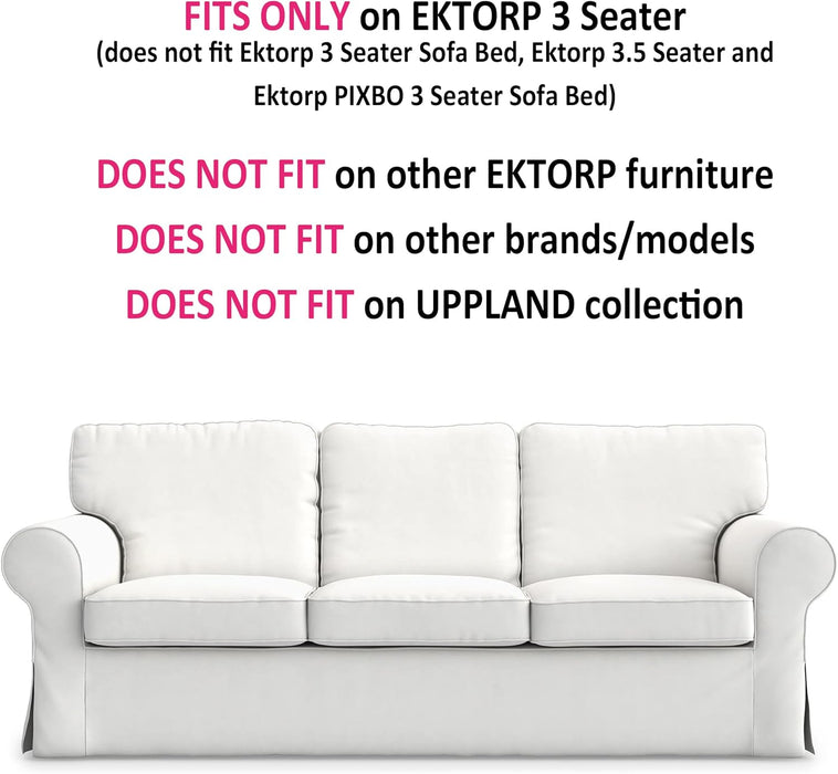 Cotton Ektorp 3 Seat Sofa Cover Slipcover Replacement Made for the IKEA Ektorp 3 Seat Sofa Cover(Cotton White)-Does NOT Fit Ektorp 3.5-Seat Sofa NOT Fit Uppland Series Sofa