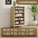 5 Drawer Dresser for Bedroom, Modern Farmhouse Chest of Drawers with Rattan Side Panels, Wooden Storage Cabinet with Metal Handles, Solid Wood Legs & Anti-Tip Kit for Living Room, Natural Wood