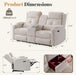Cat-Proof Power Reclining Loveseat with Console & Drawer Storage, Loveseat Recliner with Tray Table, Electric Reclining Sofa with Heat & Massage, Extra Lumbar Pillow for Livingroom (Beige)