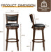 32" Tall Bar Height Stools Set of 4 - High Back Swivel Barstools with Black Faux Leather Upholstered Seat & Solid Wood Footrest, Counter Bar Stool for Kitchen Island & Pub