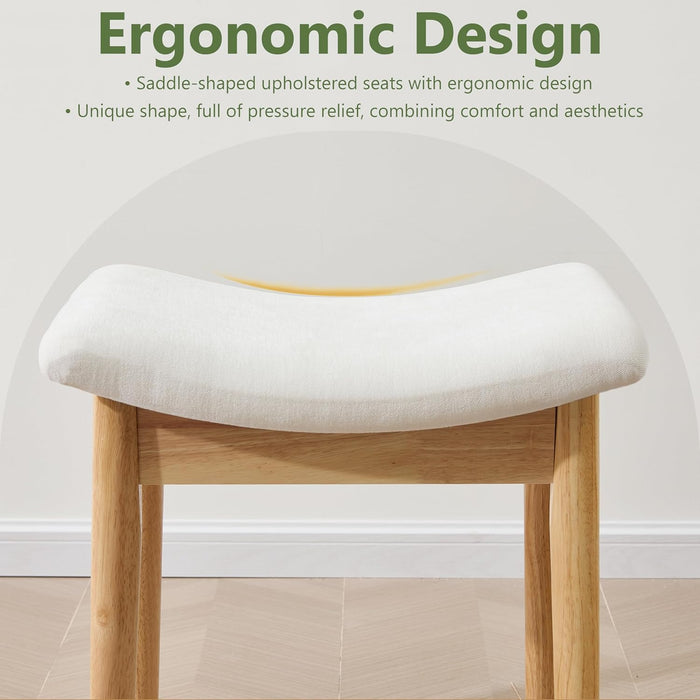 Vanity Stool with Saddle Cushion, 18 Inch Makeup Vanity Chair for Living Room, Morden Foot Stool Ottoman Piano Bench,Small Upholstered Bench for Bedroom, Beige