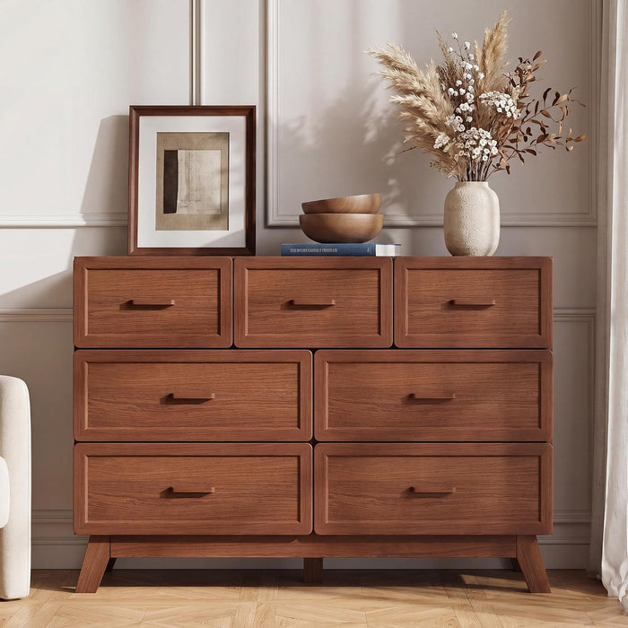 Walnut 7 Drawer Dresser for Bedroom, 47" Wide Chest of Drawers