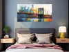 Cityscape Wall Art New York City Canvas for Living Room Painting Brooklyn Bridge Manhattan Bedroom Wall Art for Men Modern Blue Picture Grey Artwork Large Framed Home Office Wall Decor 40"X20"
