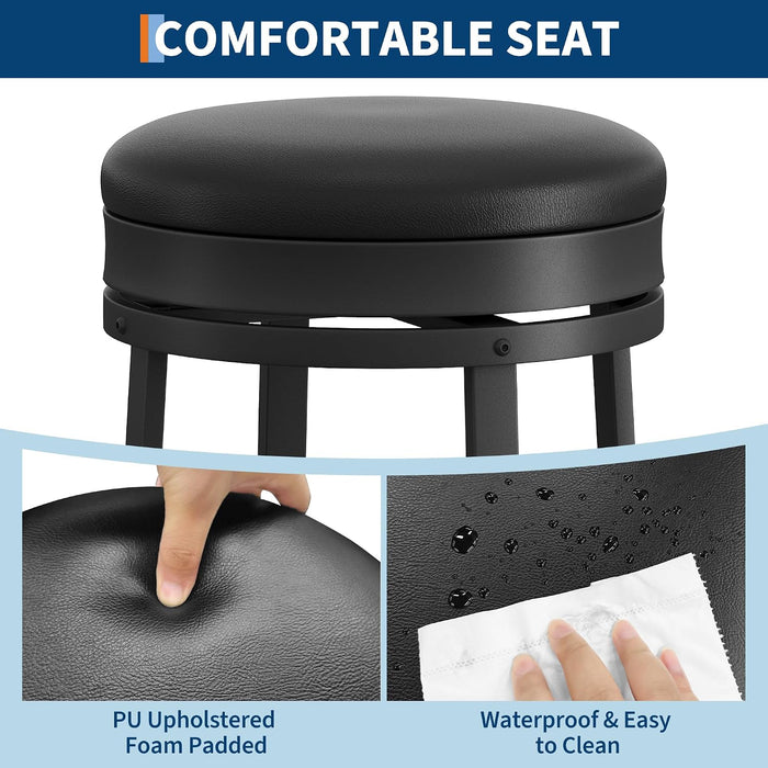 30'' Swivel Bar Stools Set of 2 with PU Leather Cushion