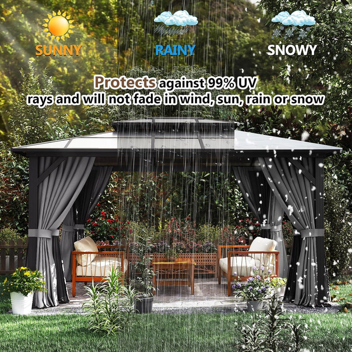 12x14ft Gray Hardtop Gazebo UVProtected Patio Outdoor