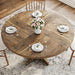 round Dining Table for 4, 47 in Farmhouse Circle Kitchen Table with Wood Tabletop and Stable Base, for Home Dining Room Living Room, Brown (Only Table)