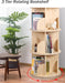 3-Tier Rotating Bookshelf, Wooden Spinning Bookcase | 360° Storage