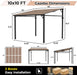 10' X 10' Lean to Gazebo, Hard Top Outdoor Pergola with Roof, Gazebos Pergola on Clearance, Large Wall Mounted Heavy Duty Awnings for Patio, Backyard, Deck, Porch