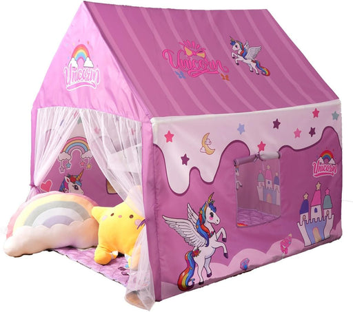 Princess Unicorn Castle Playhouse with Mat – Indoor & Outdoor Large Kids Play Tent for Imaginative Games Girls Toy House Gift Sizes 47×46.8×38.1In
