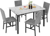 Dining Room Table Set 5 Piece Dining Table Set Marble Dining Table 4 Chair Dining Table Set for Kitchen Living Room Breakfast Small Spaces (White & Grey)
