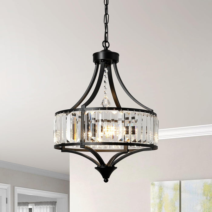 Black Modern Farmhouse Crystal Chandelier Living Room