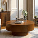 30.5In round Drum Coffee Table Modern Coffee Table with Sturdy Base Wood Circle Coffee Tables Accent Cocktail Table Center Tables for Living Room Apartment (30.51In)
