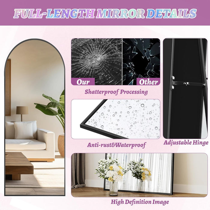 Floor Mirror, 46"×86" Full Length Mirror with Stand for Bedroom Living Room, Black
