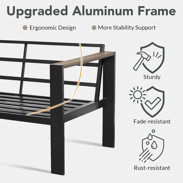 Aluminum Outdoor Patio Furniture Set 4 Pieces Dark Gray