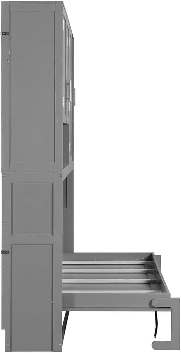 Twin Murphy Bed UltraSpaceSaving Cabinet Shelves Gray