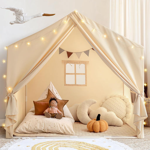 Kids Play Tent with Padded Mat, Play Tent for Toddlers, Large Kids Tent Indoor Playhouse, Play House Tent Princess T Play Cottage for Girls Toy House Birthday Gift