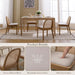 Rattan Dining Chairs Set of 4, Upholstered Linen Dining Room Chairs with Backrests, Modern Kitchen Chairs with Wood Legs for Dining Room, Beige