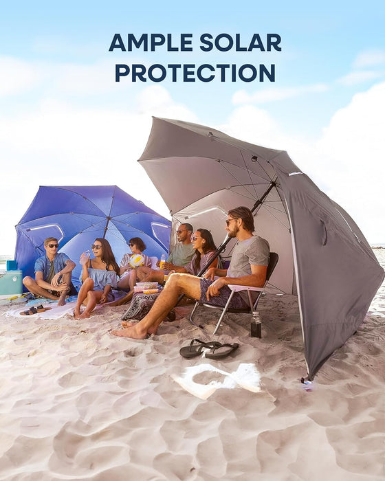 Premiere XL 9-Foot Umbrella - Heavy-Duty 1.25" Center Pole & Twist Handle Auger - UPF 50+ Sun Protection - Privacy Side Panels, Zippered Windows & 2 Interior Pockets - Carry Bag Included