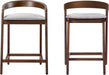 Alame 25.25''H Rubberwood Barstools Set of 2, Curved Backrest Counter Stool, Upholstery Bar Chair, Sturdy Structure Counter Stool Chair for Kitchen Home Bar, Light Gray+Natural