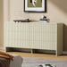 55" Wide Modern Dresser for Bedroom, 6 Drawer Chest of Drawers with Curved Design, Push-To-Open Storage Dresser, Beige