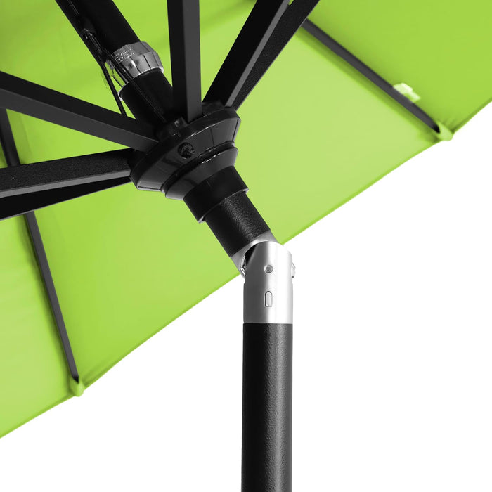 12-Year-Non-Fading, 9Ft Premium Sunbrella Patio Umbrella, Hand-Crank, Button-Tilt, Black Frame, Macaw Fabric