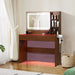Illuminated LED Vanity Desk Glass Surface StorageDrawers