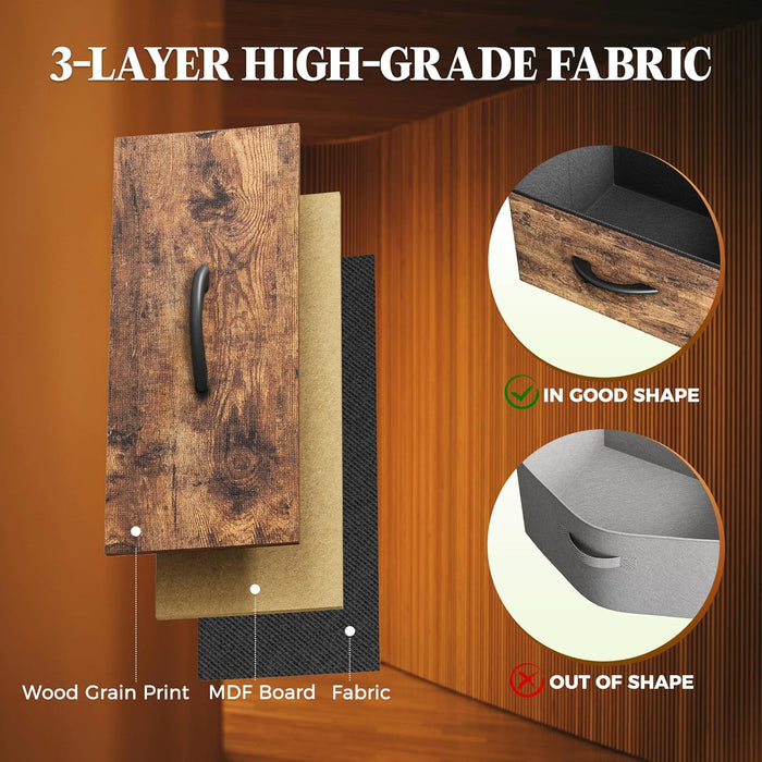 63-Inch Dresser With Durable Fabric Drawers RusticBrown