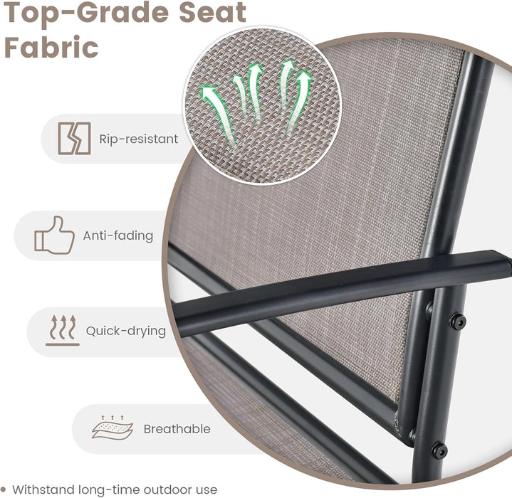 4 Pcs Patio Glider Set, Outdoor Gliding Loveseat W/Tempered Glass Coffee Table, Heavy-Duty Patio Furniture Set for Backyard, Porch, Poolside (4 PCS Patio Glider Set)