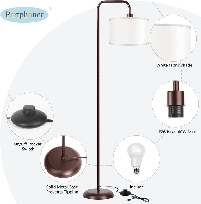 LED Floor Lamp for Living Room, 3 Color Temperature, with Foot Switch, 9W Bulb Included, Oil Rubbed Bronze