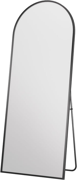 Full Length Mirror, 76"X34" Floor Mirror with Stand, Hanging Mounted Mirrors for Bedroom, Living Room, Cloakroom, Dining Room, Black, Arched
