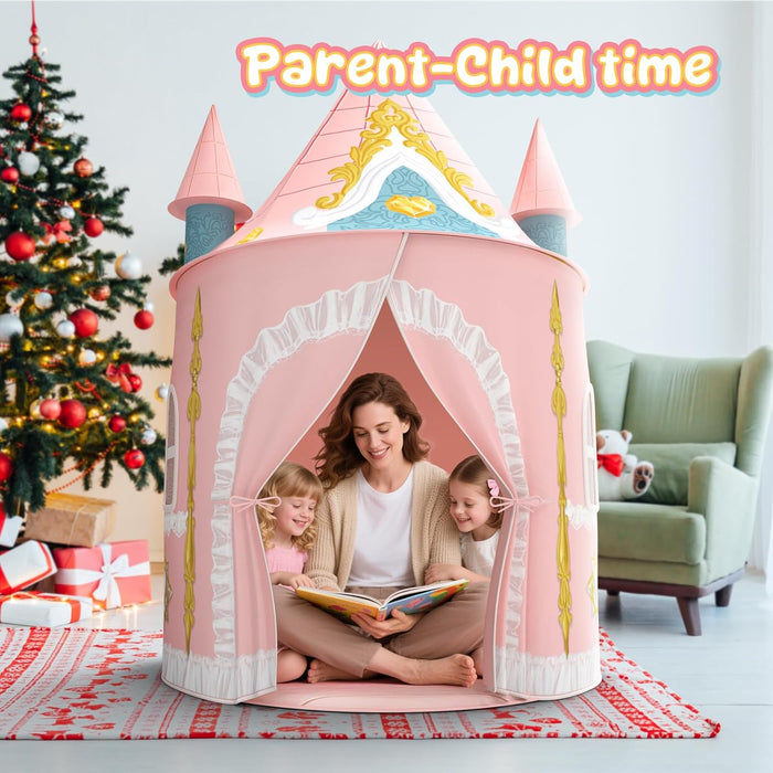 Kids Play Tent for Girls Toddler Indoor Princess Tents for Kids Ages 4-8 Large Outdoor Playhouse Castle for Girl Boys 3-5 4-6 Birthday Thanksgiving
