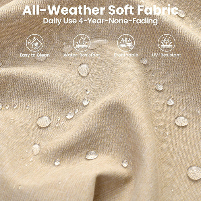 8 Pieces Patio Furniture Set, Outdoor Wicker Sofa Couch with Rocking Swivel Chairs Solar Lights Table, Modern Deep Seat Rattan Conversation Sets for Porch Deck, Beige