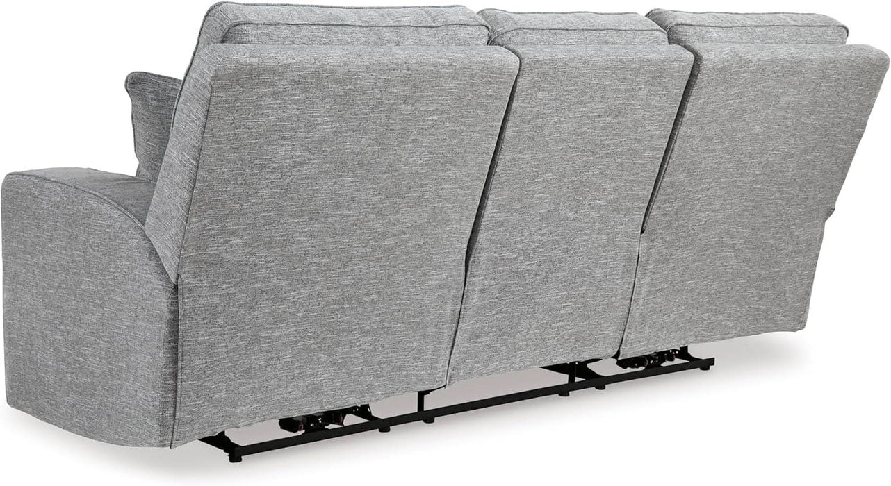 Biscoe Casual UV Resistant Power Reclining Sofa with Adjustable Headrest and USB Ports, Light Gray