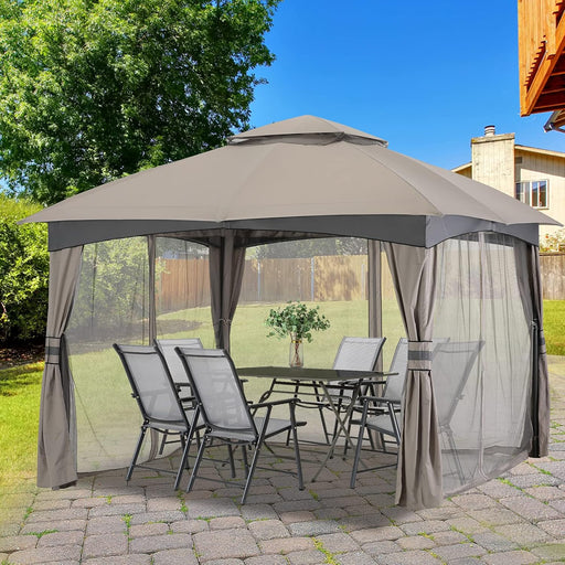 Outdoor Patio Gazebo for Garden with Upgrade Steel Frame and Netting Walls (10X10,Gray)