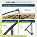 10Ft Solar LED Patio Umbrella with Base Included, Offset Umbrella with Weighted Sandbag Base, Cantilever Patio Umbrellas for Backyard, Garden & Deck, 32 LED Lights & Polyester Shade, Tan