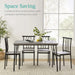 5-Piece Metal and Wood Indoor Modern Rectangular Dining Table Furniture Set for Kitchen, Dining Room, Dinette, Breakfast Nook W/ 4 Chairs - Gray