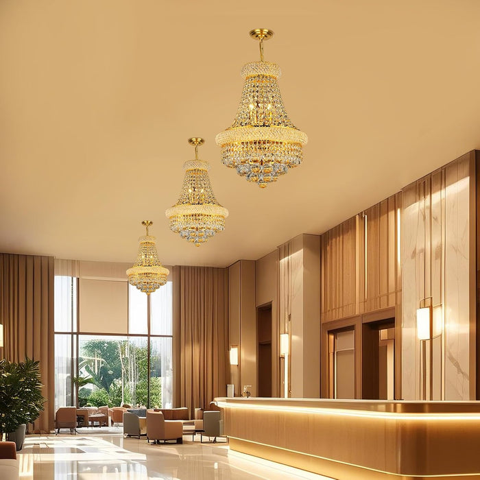 Empire Crystal Chandeliers K9 Crystals Gold Finish
