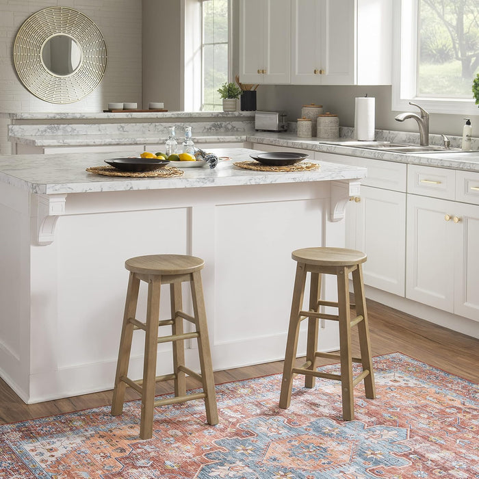 Zeke Grey Wash 24" Counter Stool with round Seat