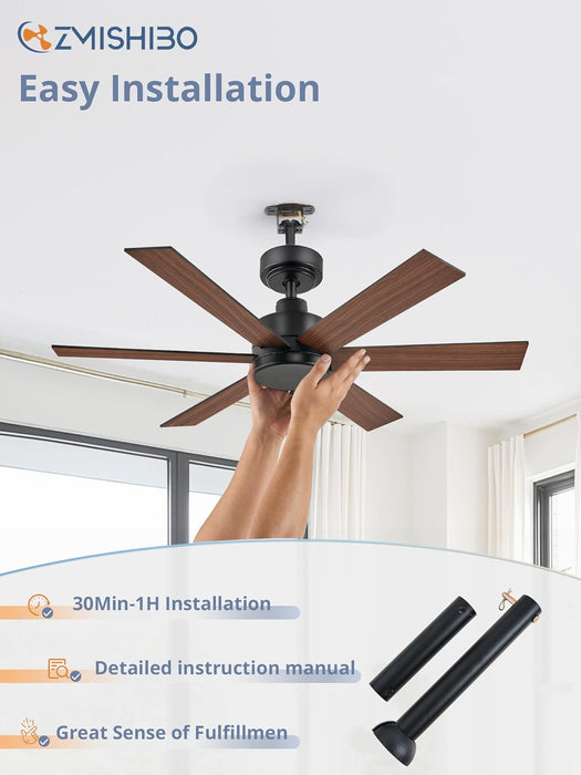 42 Inch Black Ceiling Fan without Light, Bedroom Ceiling Fan No Light, 6 Blades, Quiet Reversible DC Motor, 6-Speeds, Small Ceiling Fan for Bedroom, Living Room, Patio, Indoor/Outdoor Use