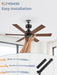 42 Inch Black Ceiling Fan without Light, Bedroom Ceiling Fan No Light, 6 Blades, Quiet Reversible DC Motor, 6-Speeds, Small Ceiling Fan for Bedroom, Living Room, Patio, Indoor/Outdoor Use