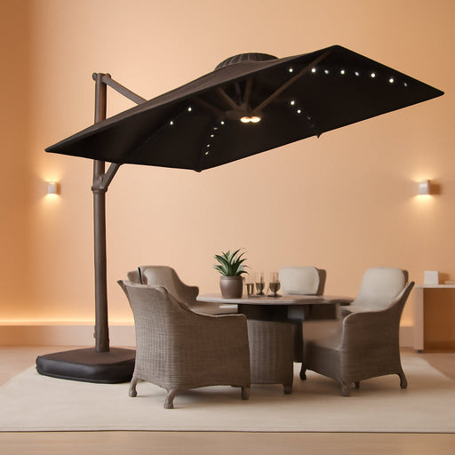 9X9 FT Cantilever Offset Patio Umbrella with Lights