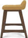Lyncott Contemporary 28.5" Counter Height Upholstered Bar Stool with Foam Cushion, 2 Count, Mustard & Brown