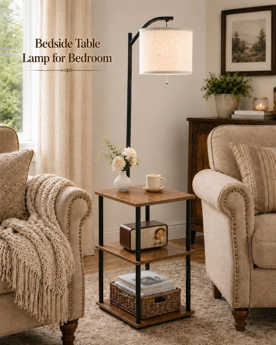 Floor Lamp with Table, Side Table for Living Room, 3 CCT 9W LED Bulb