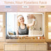 55" Vanity Desk with Mirror & Lights, Fluted Makeup Vanity with 8 Drawers & 4 Cabinets, Tempered Glass Top, RGB Cabinet Lighting, 3-Color Dimmable Mirror, and Charging Station