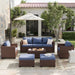Wicker Sofa Seating Group with Storage Deck Box and Ottomans