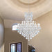 Large Silver Modern Crystal Chandelier Light Fixtures - 24 Lights, Maria Theresa Crystal Pendant Light Foyer Chandelier Fixtures for Staircase Hallway Living Room Entryway