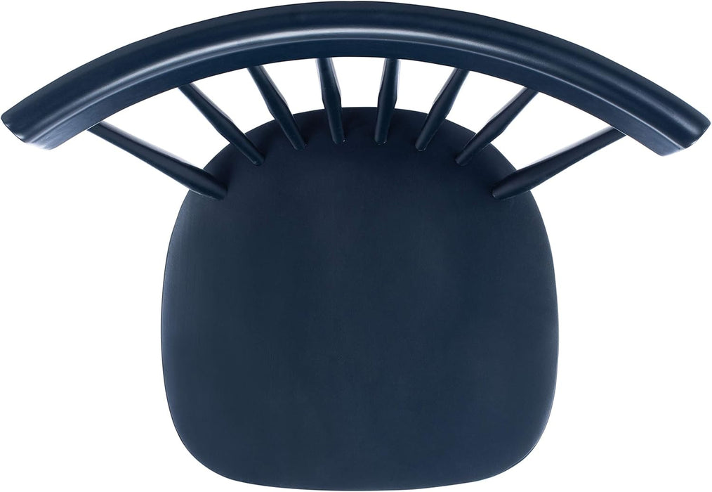 Home Collection Parker Farmhouse Navy Blue Windsor Spindle Solid Wood Dining Chair Set of 2