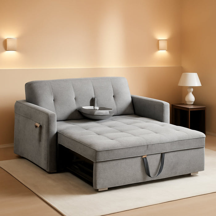57Inch Convertible Sofa Bed With USBChargingPorts Grey