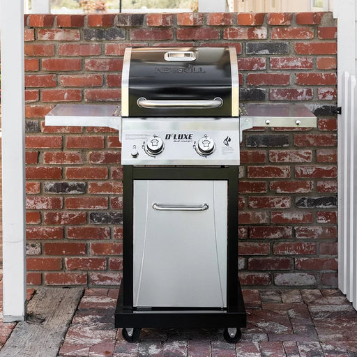 Deluxe 2-Burner Propane Gas Grill W/ 2 Foldable Shelves, Outdoor Cooking, Patio, BBQ, Silver & Black, 720-0864RA