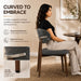 Dining Chairs Set of 4, Modern Bouclé Fabric Upholstered Kitchen & Dining Room Chairs with Ergonomic Back, Walnut Wood-Grain Metal Legs, Dark Gray